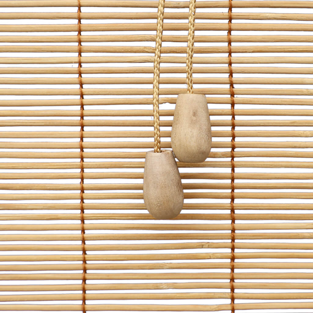 Bamboe rolgordijn Dani - Bruin - Close-up hangertjes