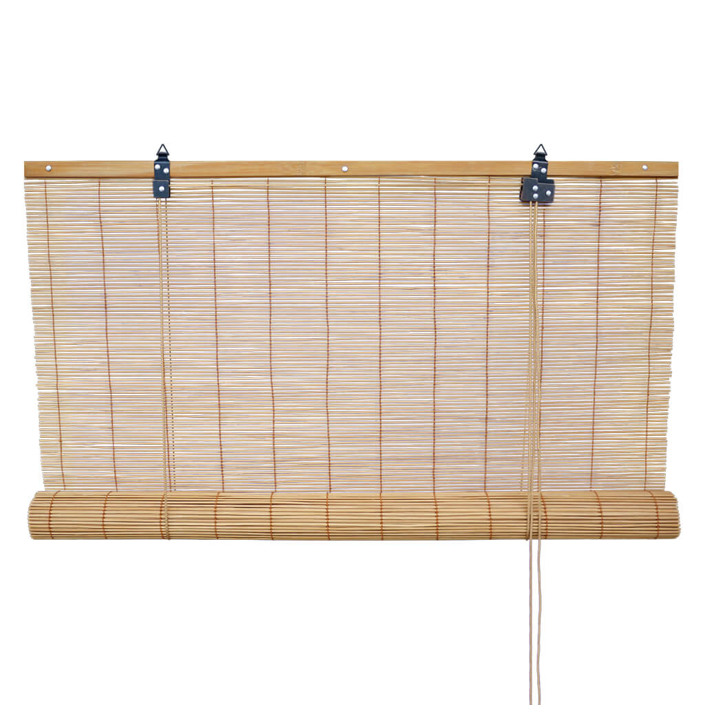 Bamboe rolgordijn Dani - Bruin - Half opgerold