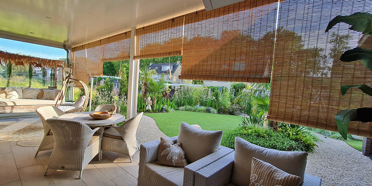 Bamboe rolgordijn Sem onder overkapping