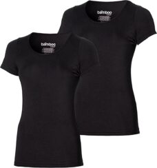Apollo dames t-shirts korte mouw bamboo | ronde hals 2-pack | MAAT M | zwart