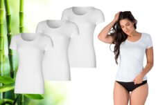 Bamboo Essentials - T Shirt Dames - Bamboe - Ondershirt - Ronde Hals - 3 Stuks - Wit - XL