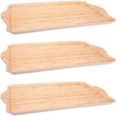Set van 3x stuks bamboe houten dienbladen/serveerbladen met fineerhout 45 x 31 x 2 cm - Bamboevezel Dienbladen/serveerbladen