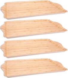 Set van 4x stuks bamboe houten dienbladen/serveerbladen met fineerhout 45 x 31 x 2 cm - Bamboevezel Dienbladen/serveerbladen