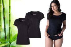 Bamboo Essentials - T Shirt Dames - Bamboe - Ronde Hals - 2 Stuks - Zwart - L - Anti Zweet Shirt -Ondershirt - Extra Lang
