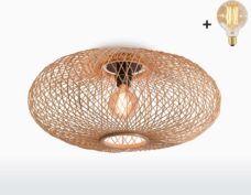 Plafondlamp - CANGO - Bamboe - Naturel - Met LED-lamp