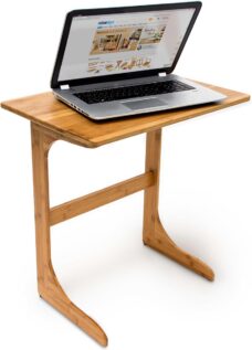 Relaxdays Laptoptafel bamboe - houten bijzettafeltje - 62,5 x 60 x 40 cm - laptopmeubel