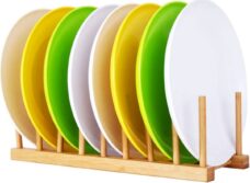 Bordenstandaard van bamboo | Geschikt 6 borden| Droogrek | Bordenrek keukenkast | Bordenhouder | Keuken organizer | Keukenkast organizer