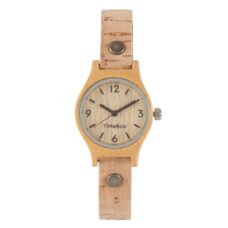 Dames horloge bamboe hout I VEGAN SMALL Single kurk naturel licht I TiMEBOO ®