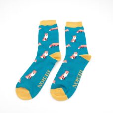 Mr Heron Bamboe sokken heren met vossen - teal