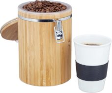 Relaxdays koffiebus bamboe - voorraadbus koffie - vershouddoos - bewaarbus - luchtdicht