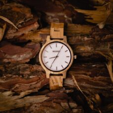 Woodystore | Rosé Olivia houten dames horloge rosé | Bamboe hout 36mm