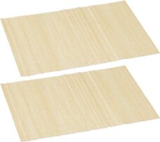 10x stuks rechthoekige bamboe placemats beige 30 x 45 cm - Placemats/onderleggers - Tafeldecoratie