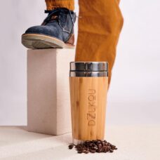 Dzukou Ziro Valley - RVS Koffiebeker To Go - Thermos Koffie Reisbeker - Koffie Travel Mug - Bamboe Koffiebeker - 450 ml
