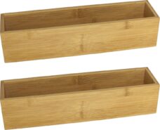 Gerim - Kast/lade sorteer organizer - 2x stuks - bamboe hout bakje - 7.5 x 30.5 x 6.5 cm