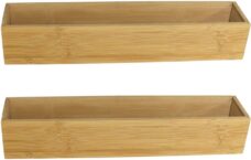 Gerim - Kast/lade sorteer organizer - 2x stuks - bamboe hout bakje - 7.5 x 38 x 6.5 cm