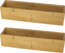 Gerim - Kast/lade sorteer organizer - 3x stuks - bamboe hout bakje - 7.5 x 30.5 x 6.5 cm