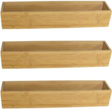 Gerim - Kast/lade sorteer organizer - 4x stuks - bamboe hout bakje - 7.5 x 38 x 6.5 cm