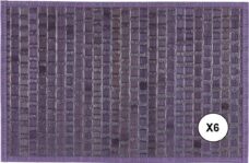 Ikado Set van 6 stuks bamboe placemat met structuur, paars 30 x 45 cm