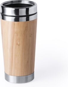 OneTrippel bamboe drinkbeker - Drinkfles - Thermofles - 500ml - RVS met bamboe bedrukt