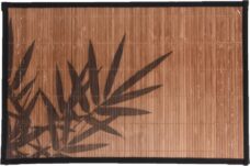 Rechthoekige placemat 30 x 45 cm bamboe bruin met zwarte bamboe print 2 - Placemats/onderleggers - Tafeldecoratie
