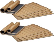 Relaxdays 12x placemat - set - afwasbaar - bamboe onderleggers - tafelonderleggers - stof