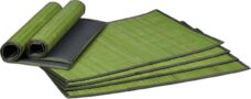 Relaxdays 6x placemat groen - rechthoekige bamboe onderleggers - tafelonderleggers - stof