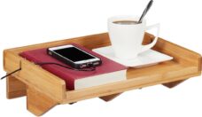 Relaxdays nachtkastje - klein - zwevend - bedplank - hangend nachttafeltje - bamboe