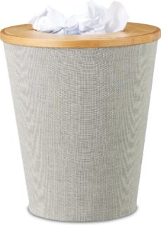 Relaxdays prullenmand bamboe - prullenbak met binnenemmer - houten afvalmand - 35 cm hoog