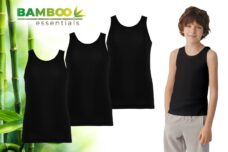 Bamboo Essentials - Onderhemden Kinderen Jongens - Hemden Jongens - 3-pack - Zwart - 122-128 - Hemd Jongens - Tanktop - Singlet - Kleding Jongens - Ondergoed Jongens