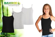 Bamboo Essentials - Onderhemden Kinderen Meisjes - Hemden Meisjes - 3-pack - Zwart Grijs Wit - 110-116 - Hemd Meisjes - Tanktop - Singlet - Kleding Meisjes - Ondergoed Meisjes