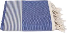 Happy Towels Hamamdoeken | donkerblauw en wit | 210 cm x 95 cm | badhanddoek | saunahanddoek | 60% bamboe viscose en 40% katoen | Fairtrade