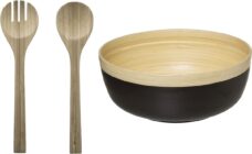 Secret de Gourmet Slakom/serveerschaal en slacouvert - Bamboe - D30 cm