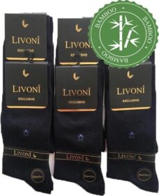 6 paar Livoni Bamboe Sokken Heren - Maat 40-44 - Marineblauw - Naadloze Sokken