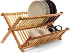 Afdruiprekje van bamboe hout - Afdruiprek voor afwas - Vaatwasrek - Keukenrek - Inklapbaar - Opvouwbaar -