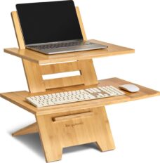 Duurzaam sta bureau - Laptopstandaard en Toetsenbordstandaard - Zit sta bureau in hoogte verstelbaar - Duurzaam bamboe - Ergonomisch werken - Xergonomic®