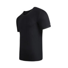 Slim fit t-shirt van bamboe - V-hals - Zwart