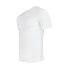 Slim fit t-shirt van bamboe - V-hals - Wit