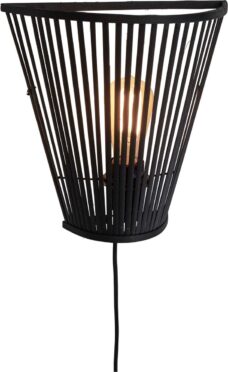 GOOD&MOJO Wandlamp Merapi - Bamboe Zwart - 30x15x30cm - Binnen Modern