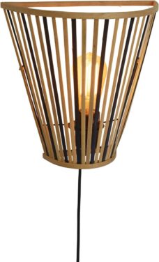 GOOD&MOJO Wandlamp Merapi - Bamboe/Zwart - 30x15x30cm - Binnen Modern