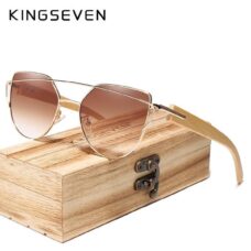 KingSeven Cat-Eye Zonnebril - Dames - UV400 - Gepolariseerd - Bamboo - Bruin
