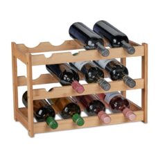 verdediging binnen Ingrijpen Relaxdays wijnrek voor 12 flessen - flessenstandaard - drankrek - staand -  bamboe | Bamboebaas.nl
