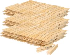 180x stuks voordeelpak stevige wasknijpers/wasgoedknijpers van bamboe hout - 7 x 1 cm per stuk