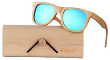 5one® zonnebril Bamboo hout blauwe lens 2017513