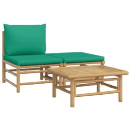 Loungeset van bamboe 3-delig - Middenbank + voetensteun + tafel - Groen
