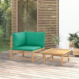 Loungeset van bamboe 2-delig - Hoekbank + tafel - Groen