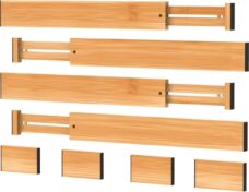 Smartzo - Ladeverdeler - Lade Organizer - Bamboe Ladeverdelers Uitschuifbaar - Bestekbak - Verstelbare Opbergbak - 4 stuks + 4 schotjes - Hout