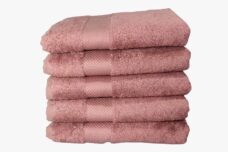 5 stuks Bamboe katoenen handdoek roze 50x100 cm 1 stuk Katoen 70%, bamboe 30%