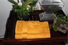 Bamboe katoenen handdoek en baddoek 2 in 1 set geel Katoen 70%, bamboe 30%