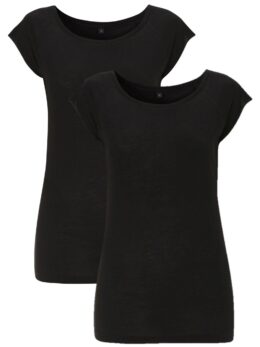 Bamboe t-shirt dames 2-pack - Zwart