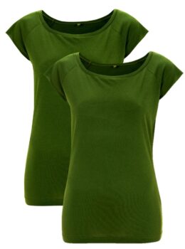Bamboe t-shirt dames 2-pack - Groen